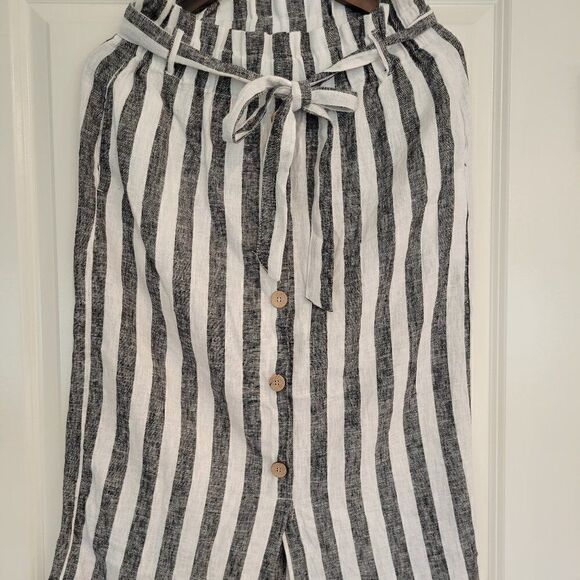 Love Tree striped button front gray and whit size L - Picture 1 of 9